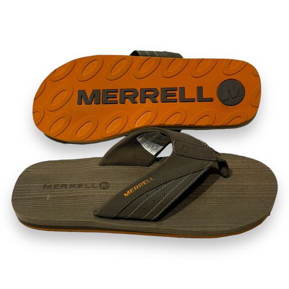 Merrell Bungee Cord Flip Flops Sandals Brown Cushioning Comfort 9 - Picture 1 of 5
